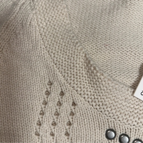 Calvin Klein CK Jeans Knit Embellished Sweater 3/4 Sleeve Ivory Size Medium NWT - Picture 3 of 8
